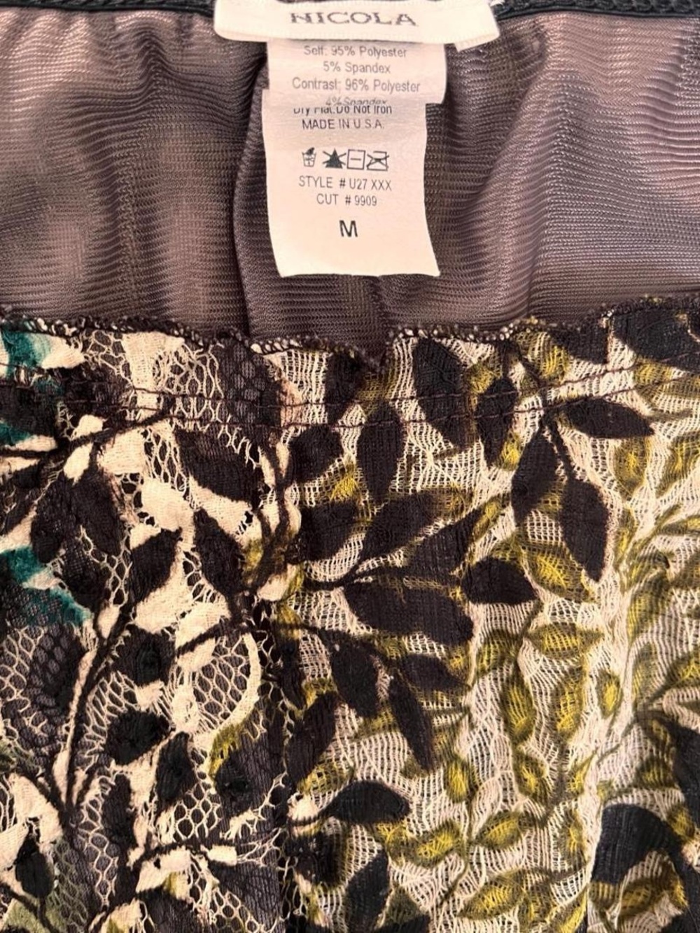 NICOLA Off-Shoulder Floral Mesh Top in Black and Green - Picture 4 of 4